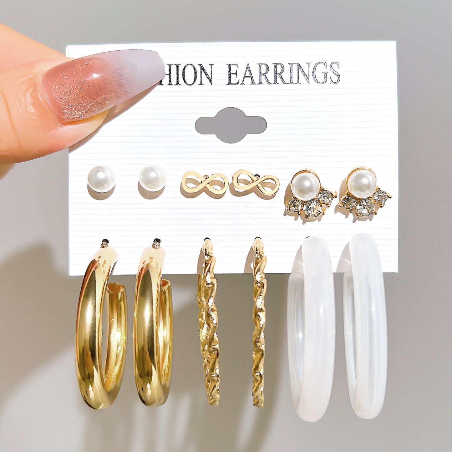 Boucles d'oreilles style Hepburn vintage Star Moon Pearl