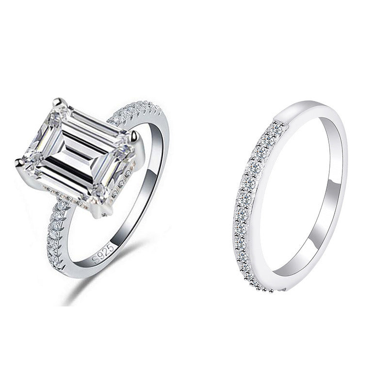 Women's Valentine's Day Flat Cut Zircon Inlaid Combined Special Interest Light Ring