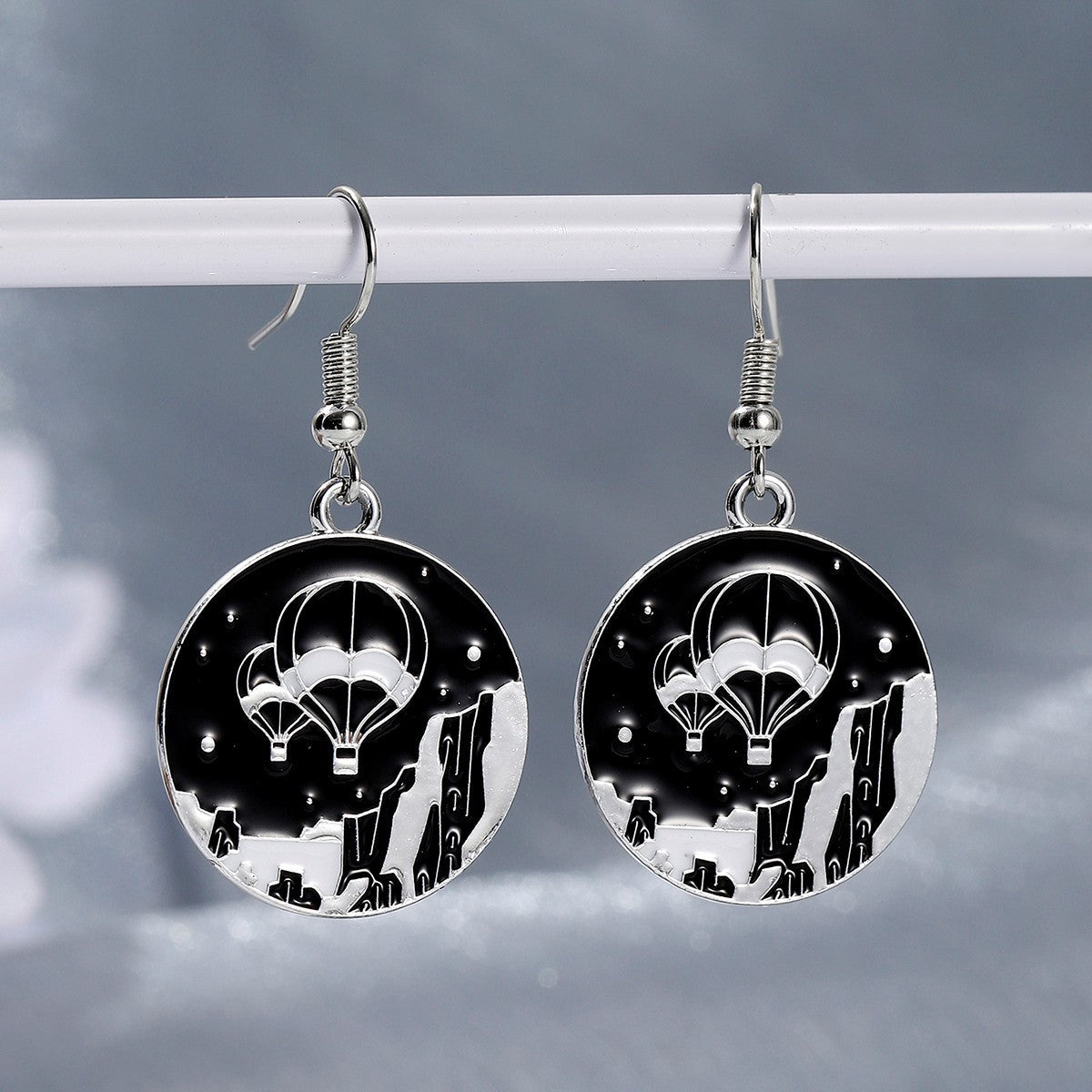 Sky Hot Air Balloon Shape Metal Earrings