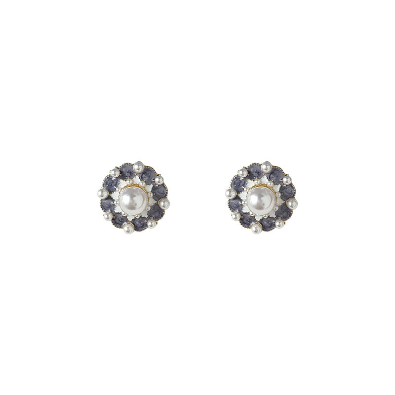 Sier-plated Needle Plated Drip Glazed Purple Stud Earrings
