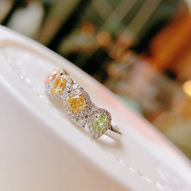 Women's Natural Colorful Crystals Stackable Light Design Rings