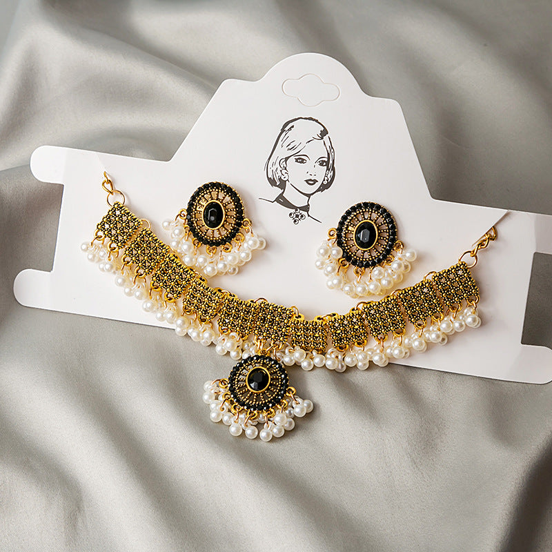 Inlaid Pearl Sequins Pretty Shiny Vintage Set Necklaces