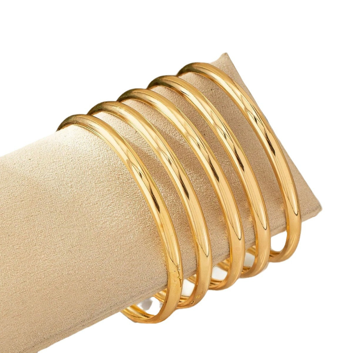 Women's Fashionable Simple Elegant Geometric Circle Golden Jewelry Set