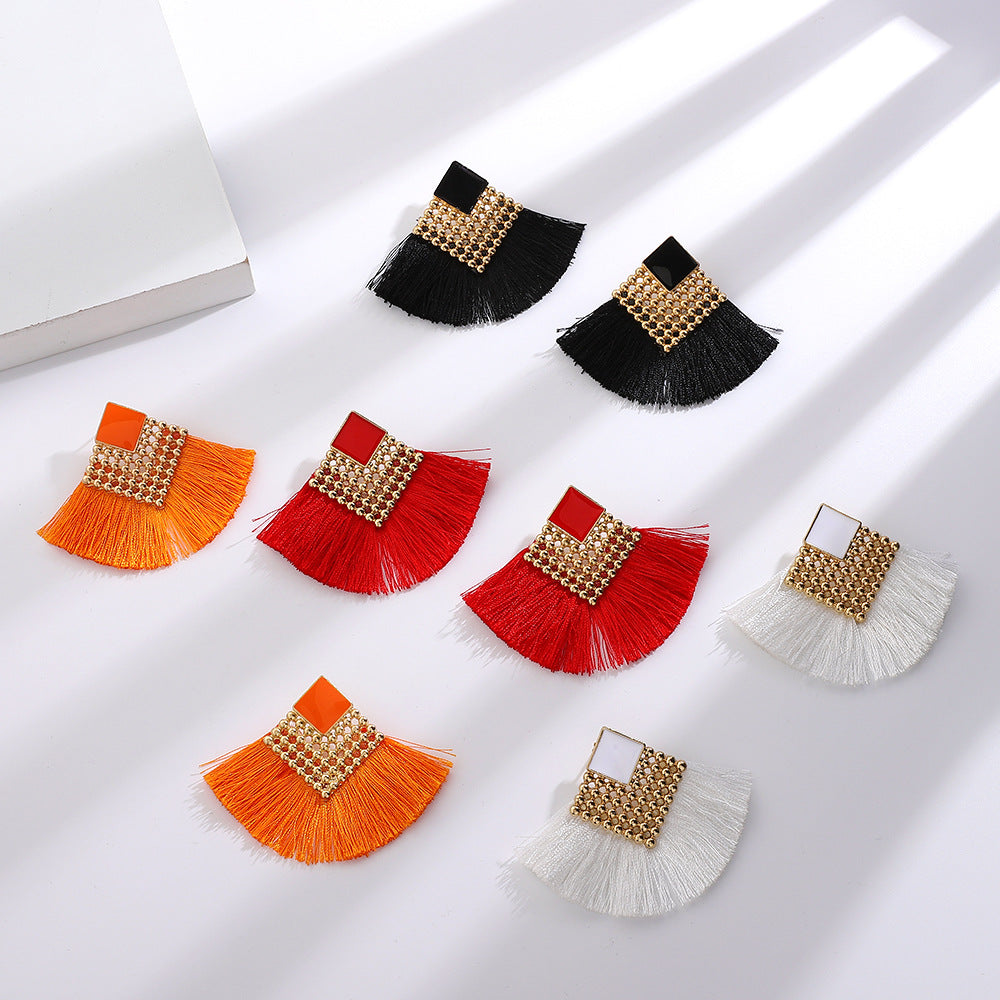 Bohemian Alloy Multicolor Tassel National Fashion Earrings