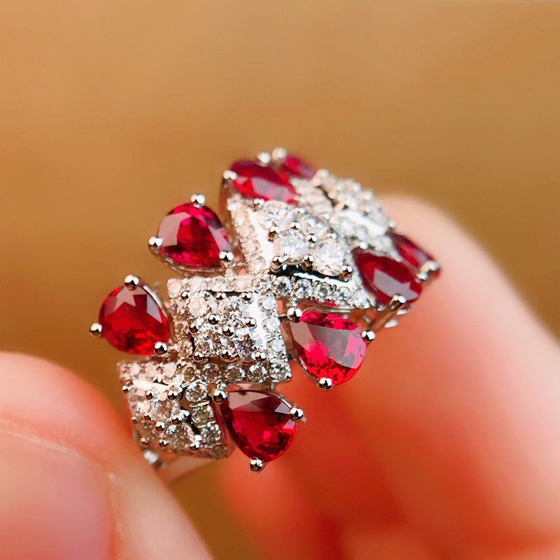 Simulation Ruby Banquet Wedding Cocktail Ball Rings