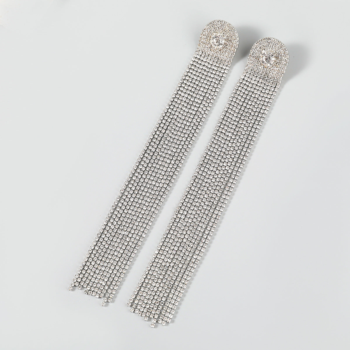 Alloy Diamond Rhinestone Long Fringe Trendy Earrings