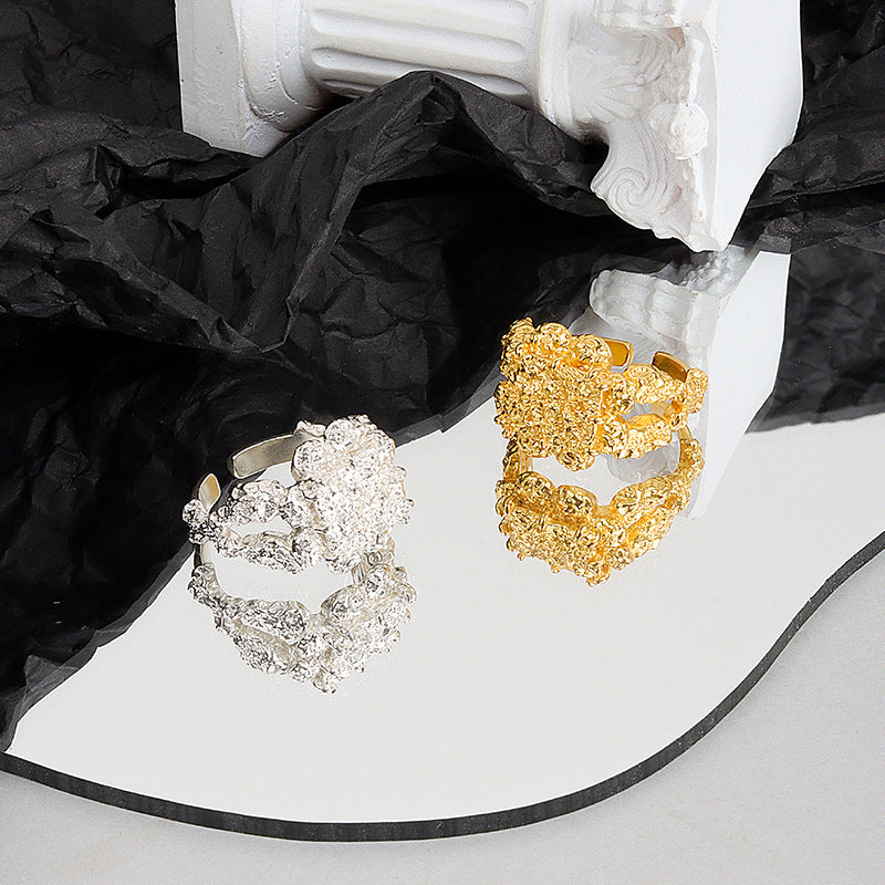 Niche Irregular Texture Female Cold Switchable Index Rings