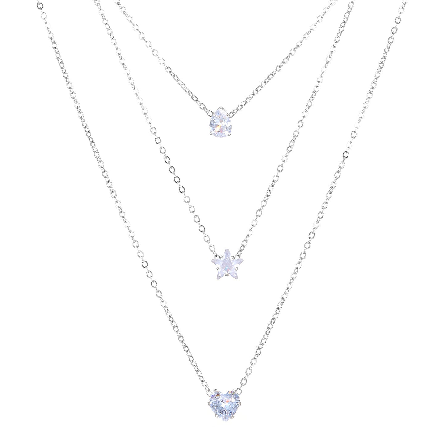 Colliers pendentif coeur élégant femme cristal Zircon