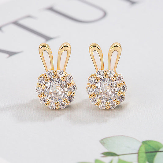 Women's This Life Can Rotate Bunny Ear Design Small Earrings