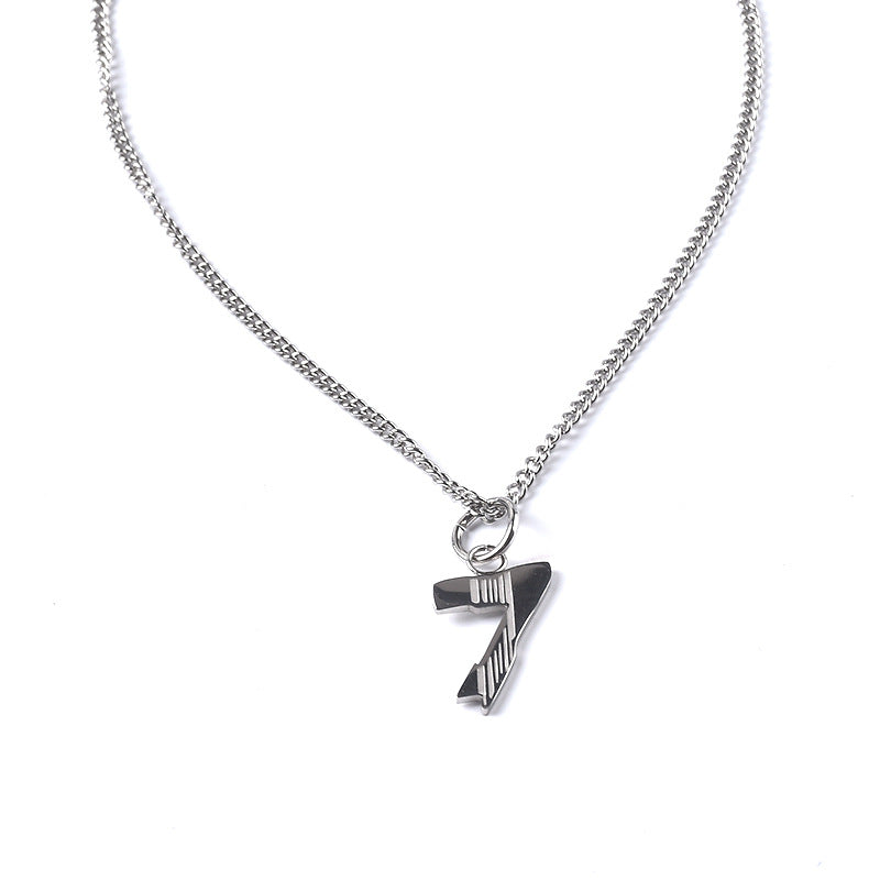 Women's & Men's & Number Pendant Titanium Steel And Necklaces