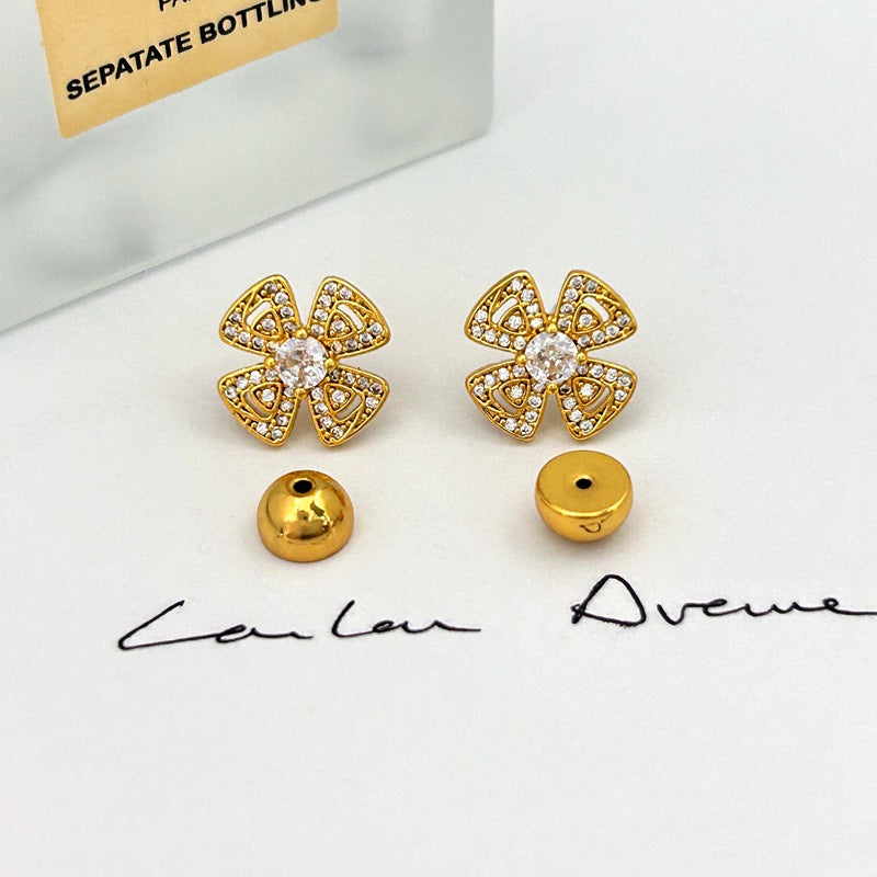 Ear Diamond Studded Hollow Simple Niche Rings