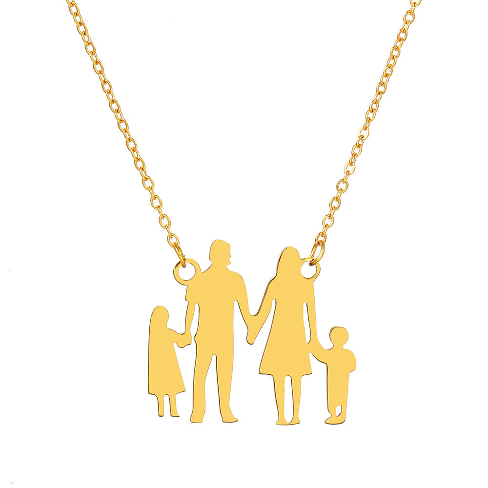 Pendentif en acier inoxydable titane plaqué or colliers mère