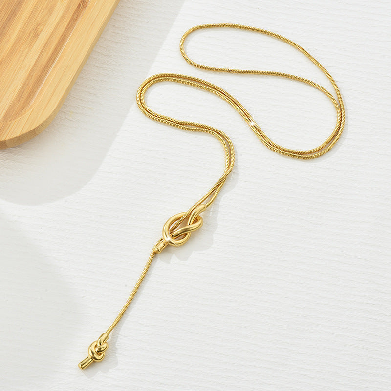Fashion Vintage Golden Long Sailor Knot Sweater Necklaces