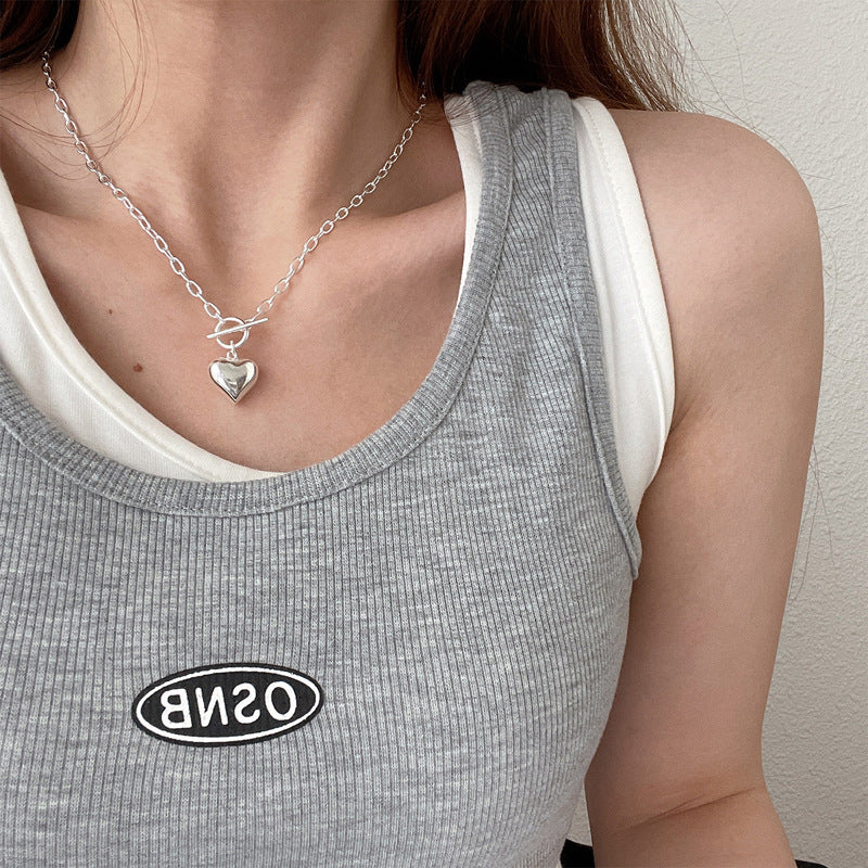 Colliers en forme de cœur de pêche pour femmes, Style froid, pour Couple, longue chaîne de pull