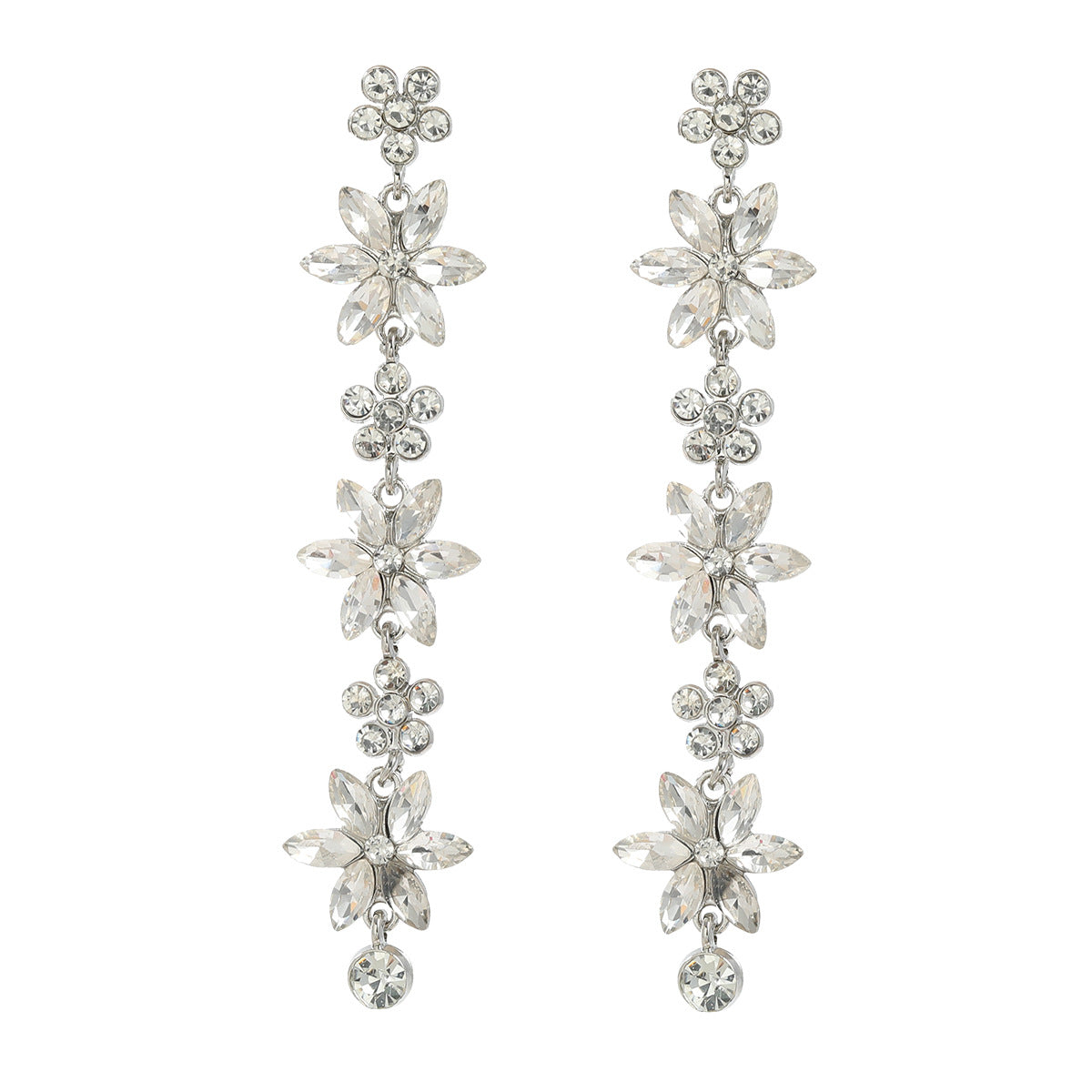 Women's Stylish Colored Diamond Flower Elegant Alloy Earrings