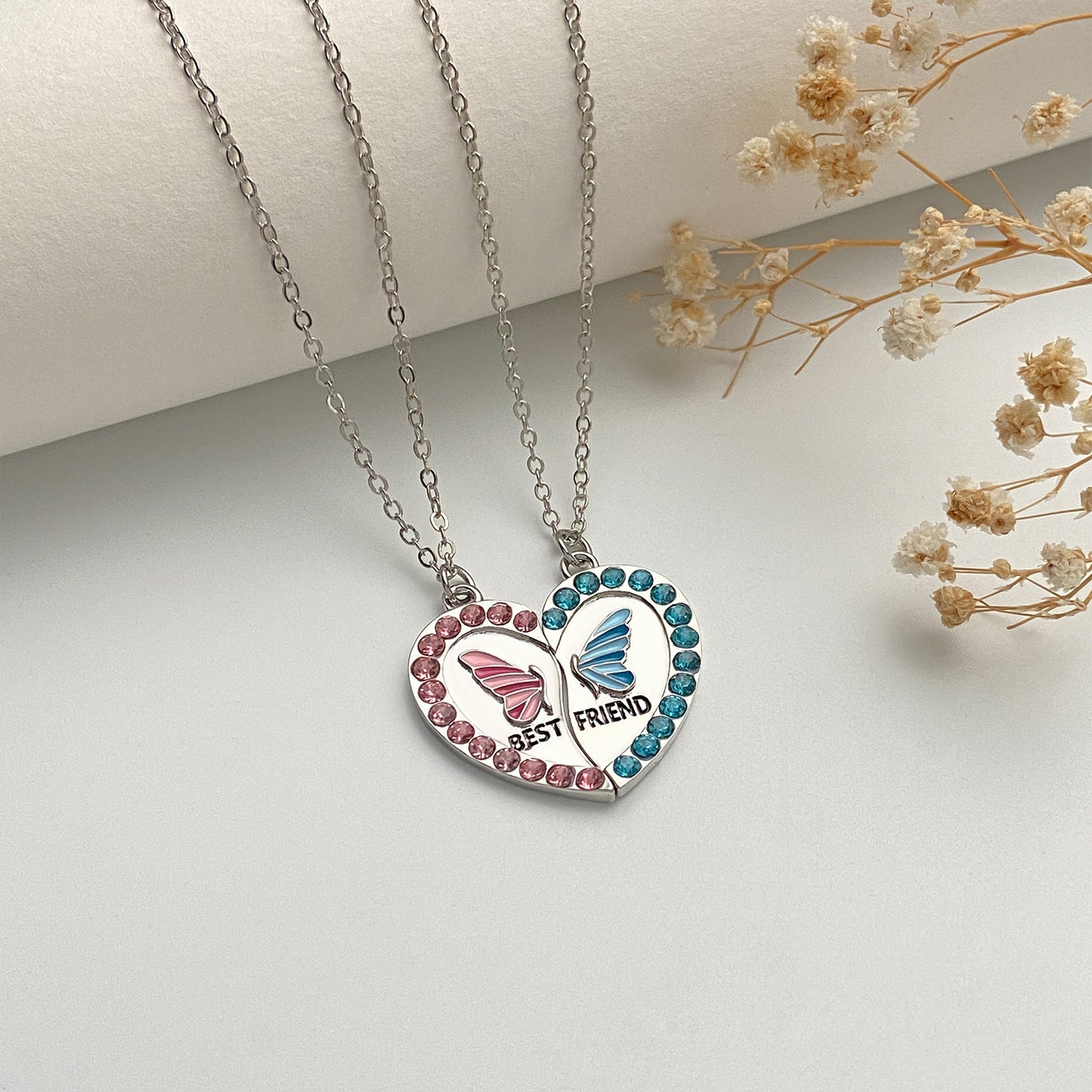 Women's Love Friendship For Graceful Personality Colorful Crystals Heart Necklaces