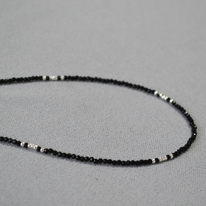 Shiny Carved Black Pointed Crystal Small Golden Necklaces