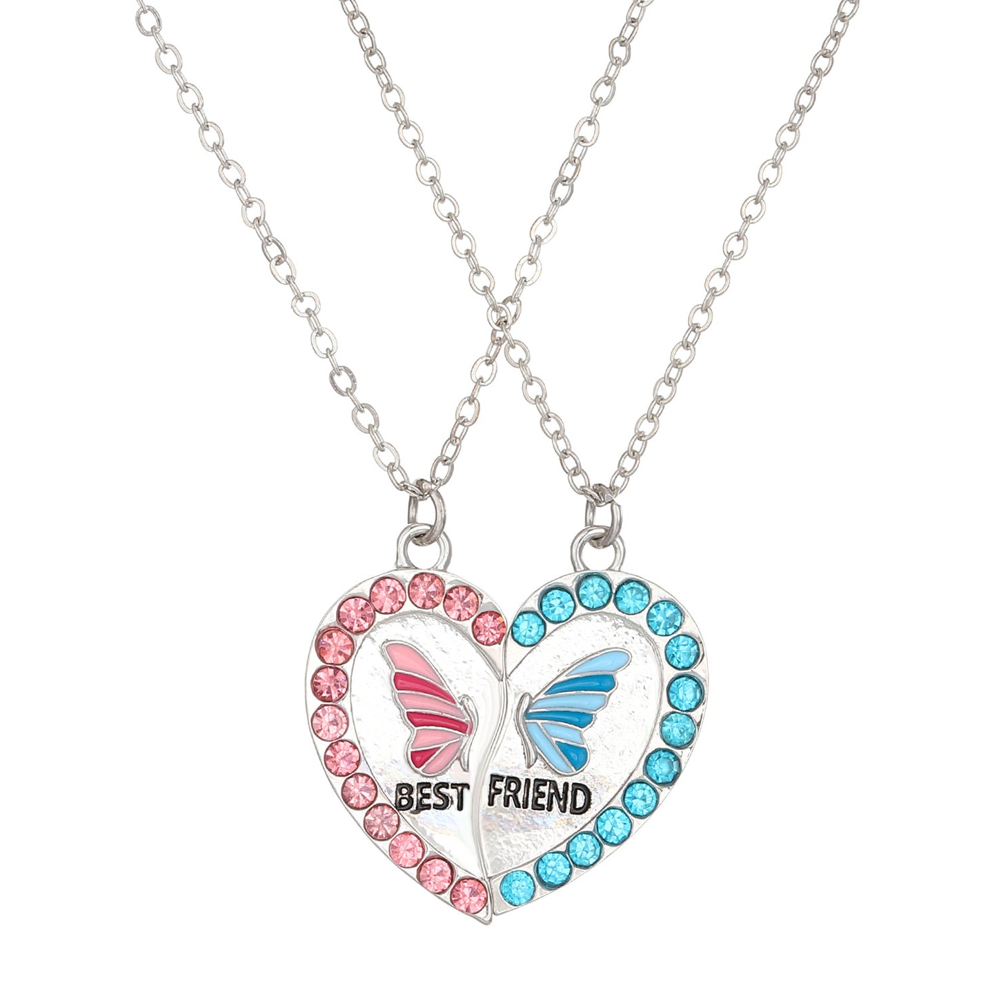 Women's Love Friendship For Graceful Personality Colorful Crystals Heart Necklaces