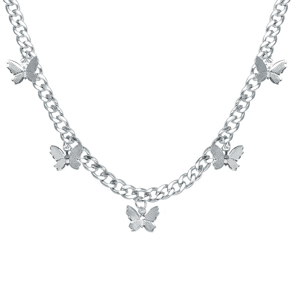 Pearl Creative Retro Butterfly Pendant Female Necklaces