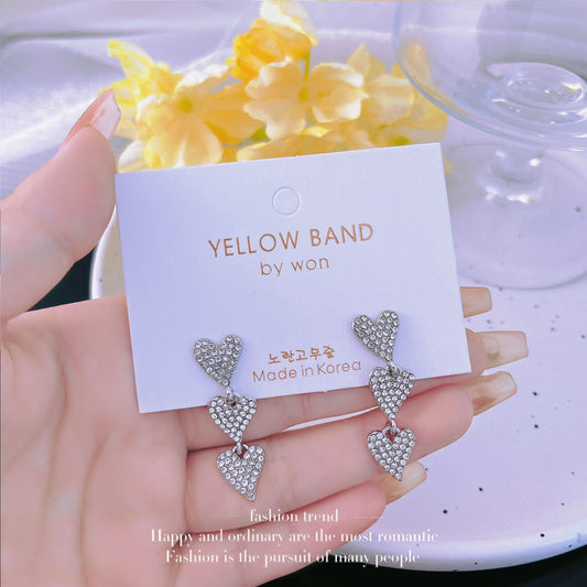 Women's Tassel Fully Jeweled Loving Heart Light Earrings