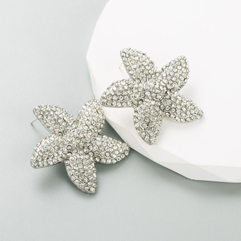 Women's Trend Creative Starfish Alloy Plating With Colored Rings