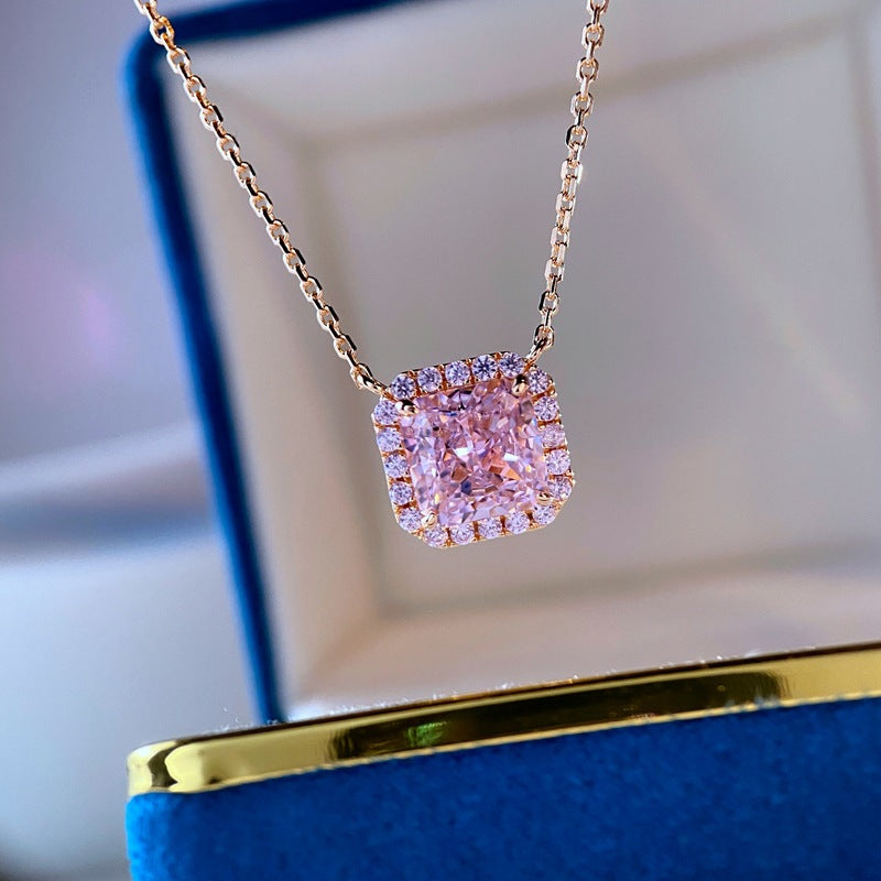 Style tempérament féminin princesse boucles d'oreilles carrées en Zircon