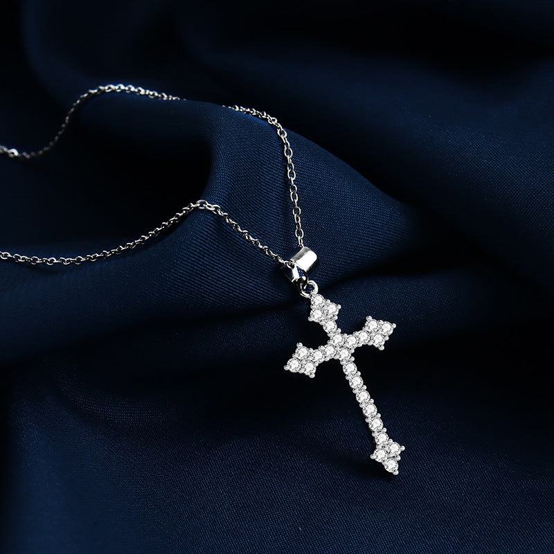Women's Steel Retro Diamonds Cross Simple High Necklaces