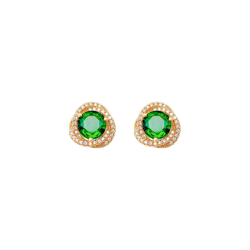 Sier Needle Exquisite Full-jeweled Female Light Earrings