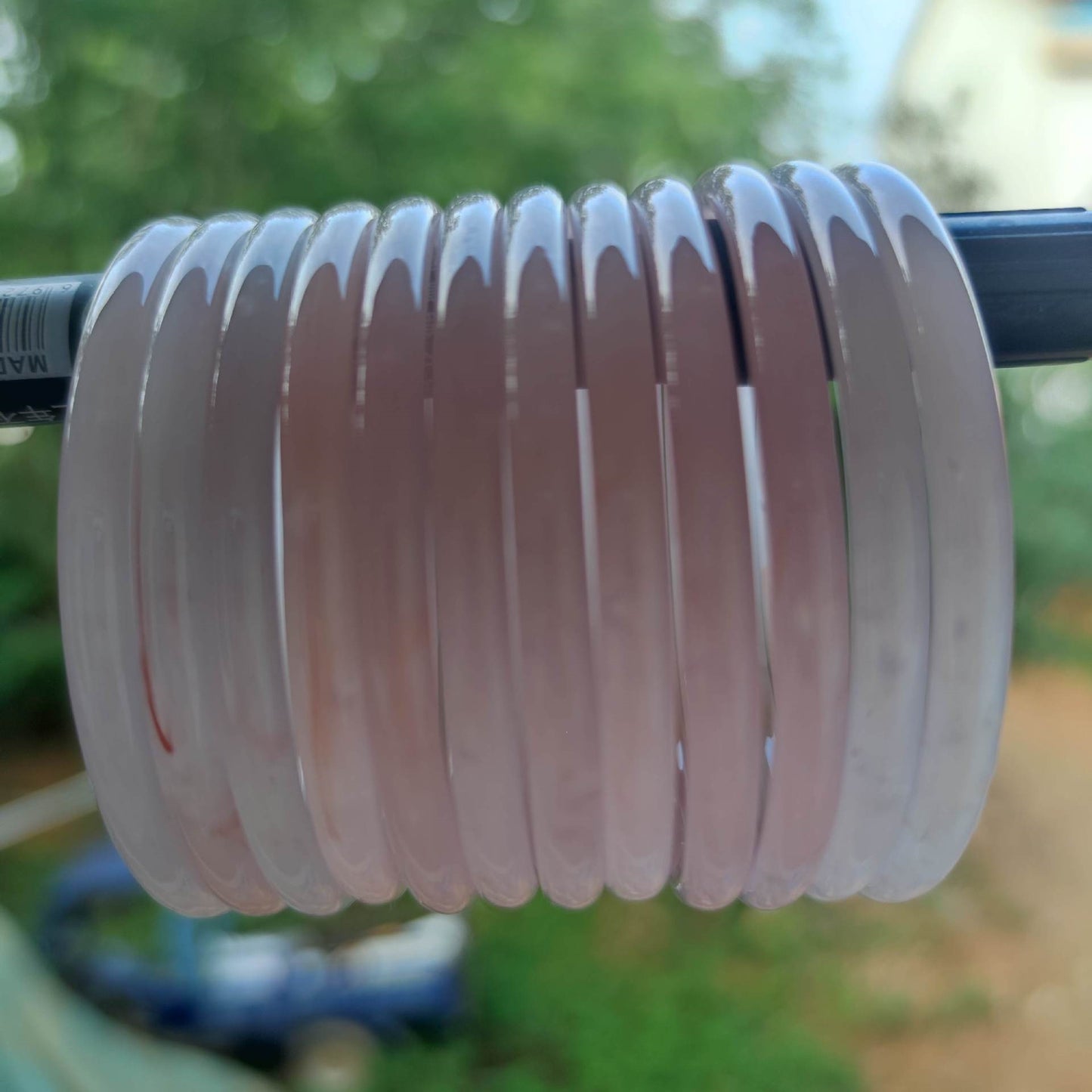Transparent Glass Imitation Jade Jingle Round Bar Ancient Style Versatile Bracelet