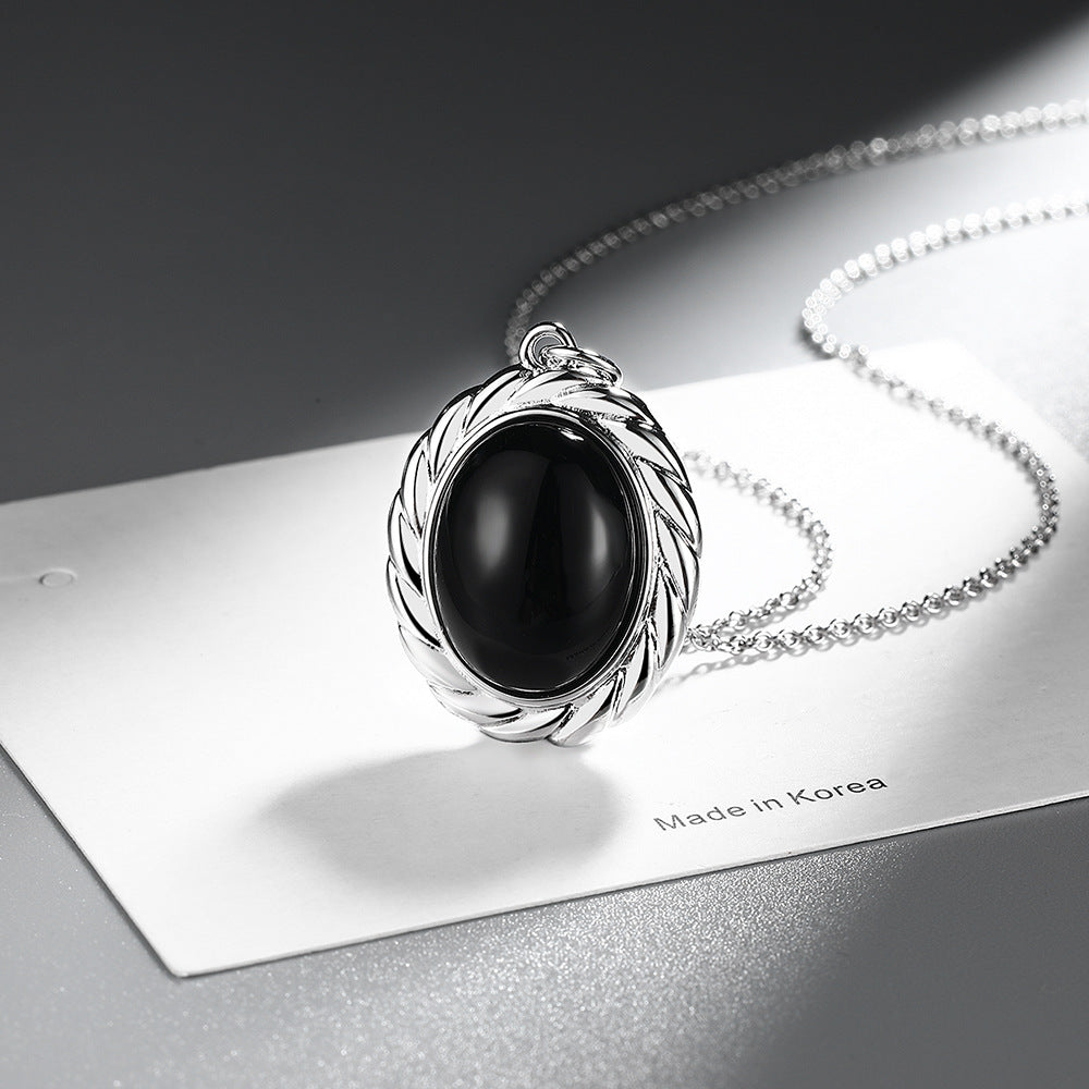 Women's Natural Black Onyx Simple Classic Element Necklaces