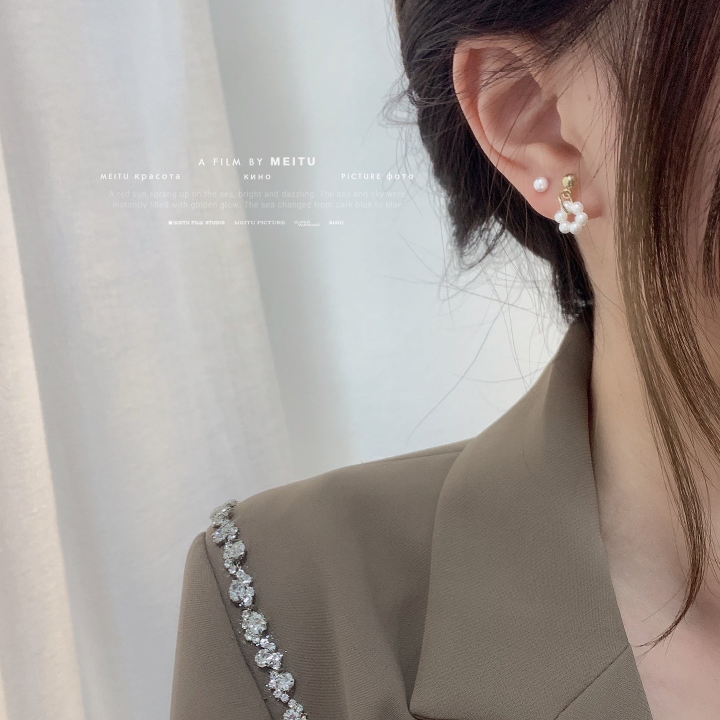 Small Flower Three-piece Set Simple Sier Needle Earrings