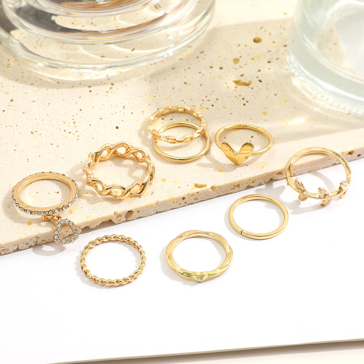 Leaf Opening More Than Knuckle Suit Piece Set Design Rings