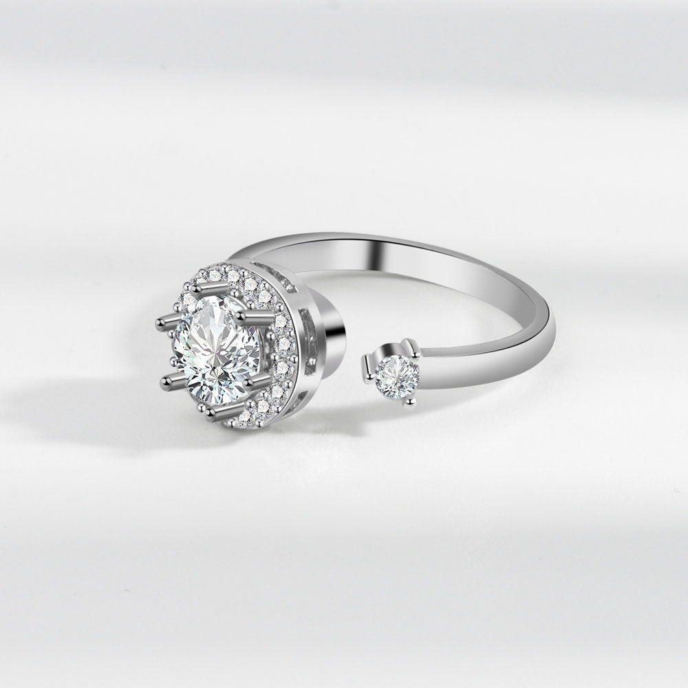 Women's Rhinestone Rotating Style Personalized Fashion Open Rings