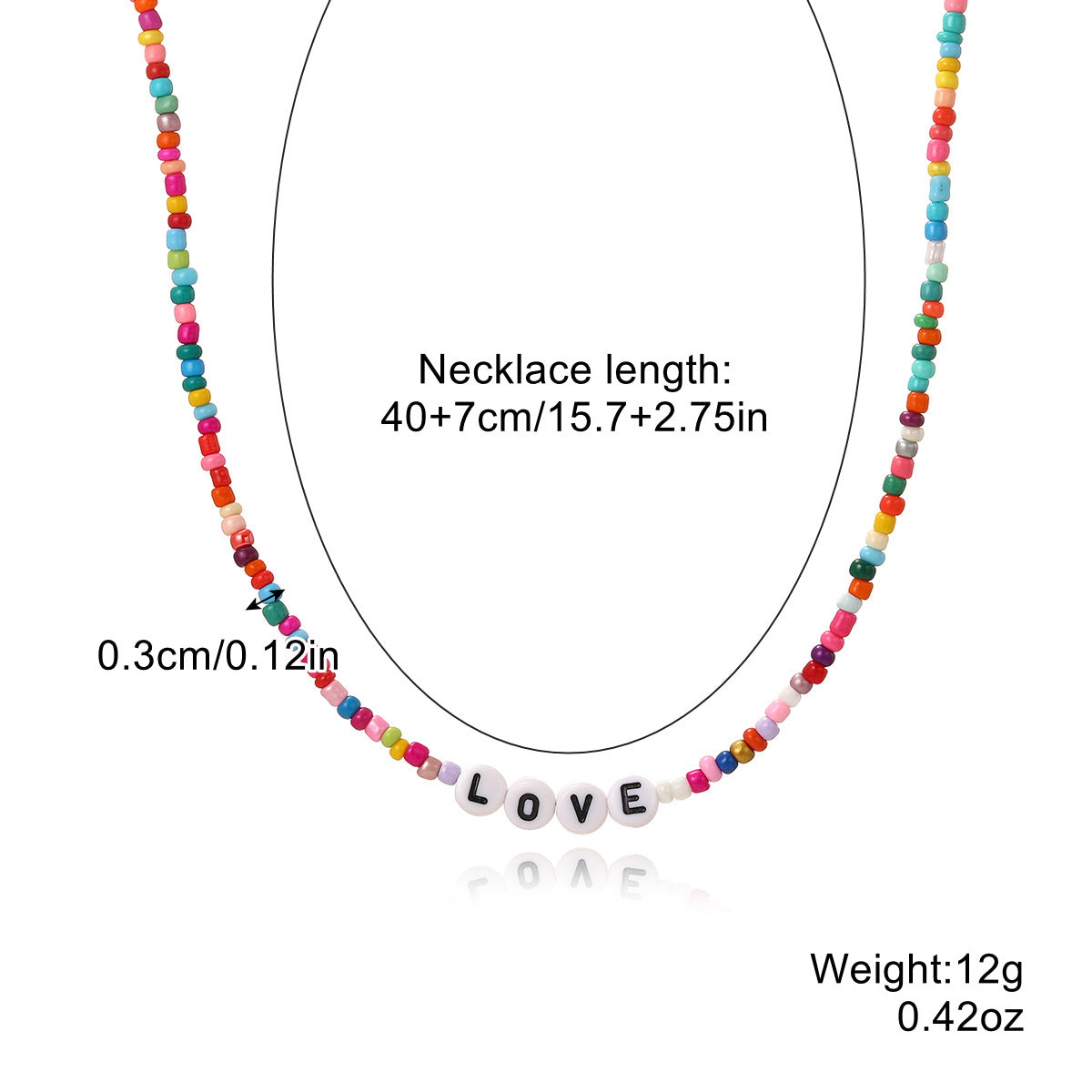 Colliers de perles de couleur exquises avec lettres d'ornement d'été