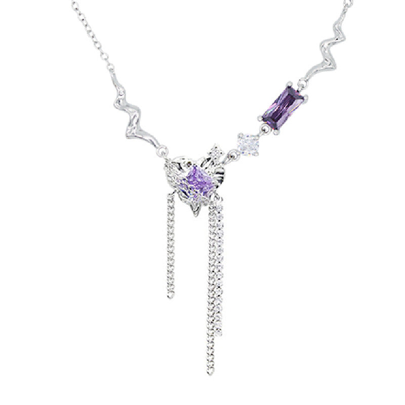Crystal Tassel Clavicle Chain Niche Sweet Cool Design Zircon Necklaces