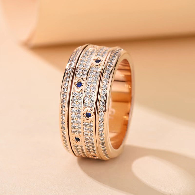 Women's & Men's Good Luck Comes Four-leaf Clover Rotatable Starry Sky Can Ring