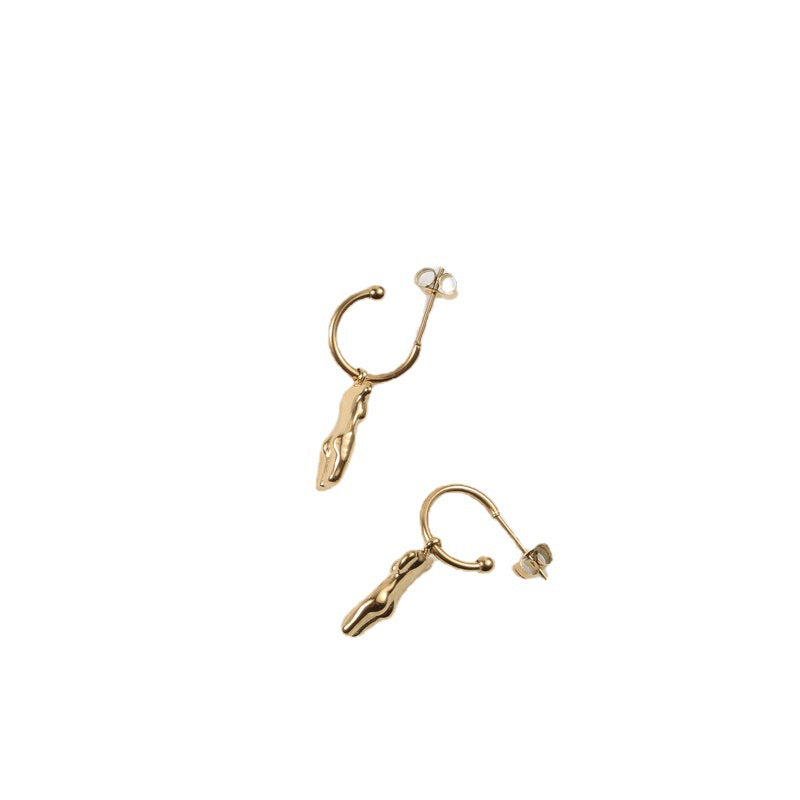 Body Figure Art Side Face Round Female Titanium Steel Earrings