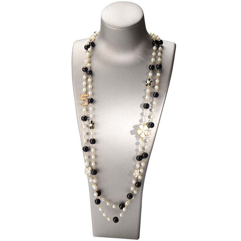 Classic Style Pearl Golden Number Snowflake Necklaces