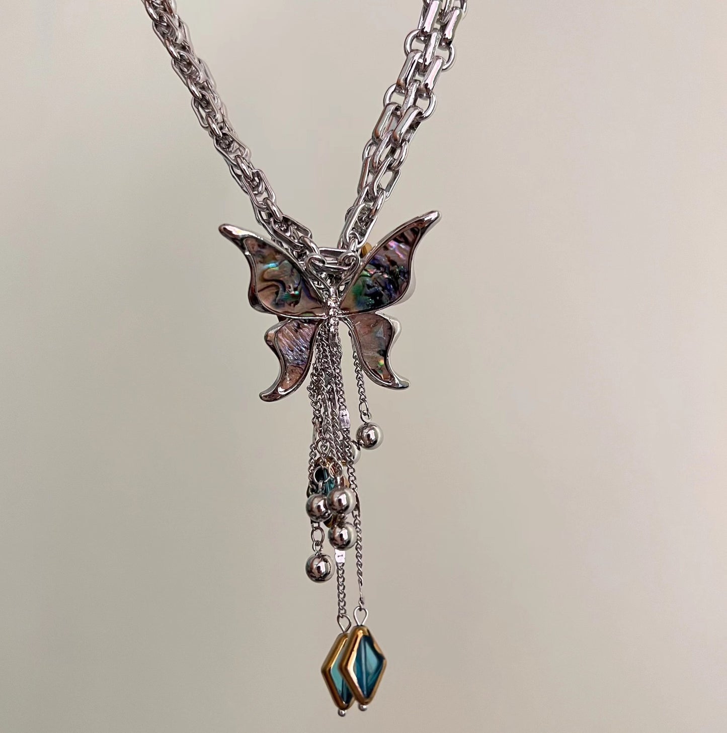 Tassel Chinese Punk Butterfly Titanium Steel Exquisite Retro Necklaces