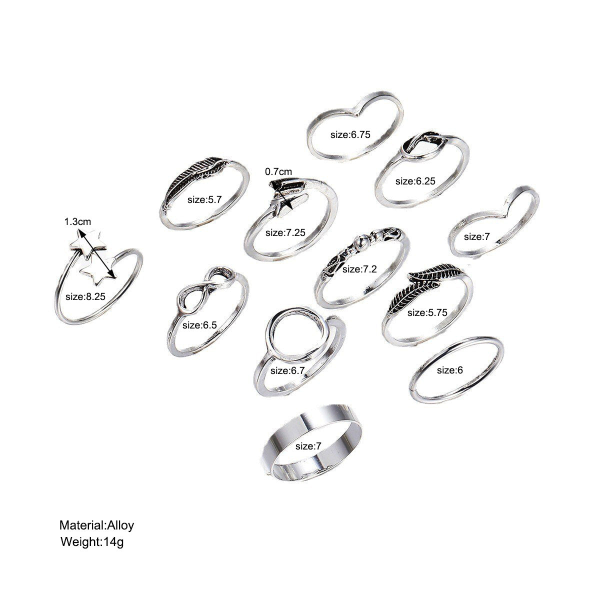 Retro Suit Combination Set Five-pointed Star Rings
