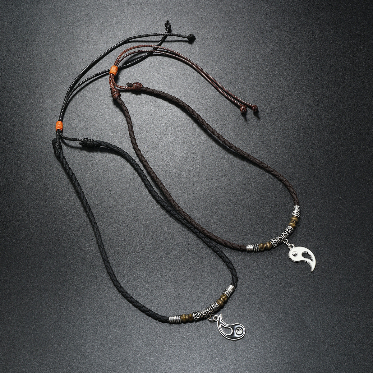 Paire de colliers en cuir Dragon Yin et Yang pour femmes et hommes