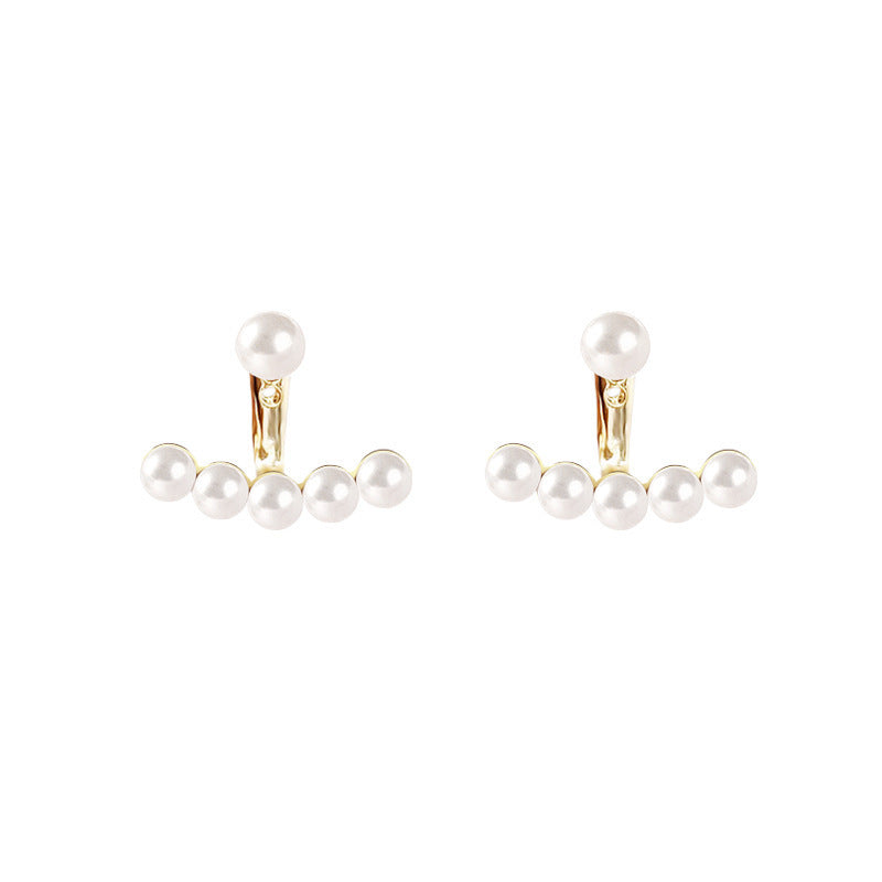 Sier Needle Simple Pearl Anchor-shaped French Stud Earrings