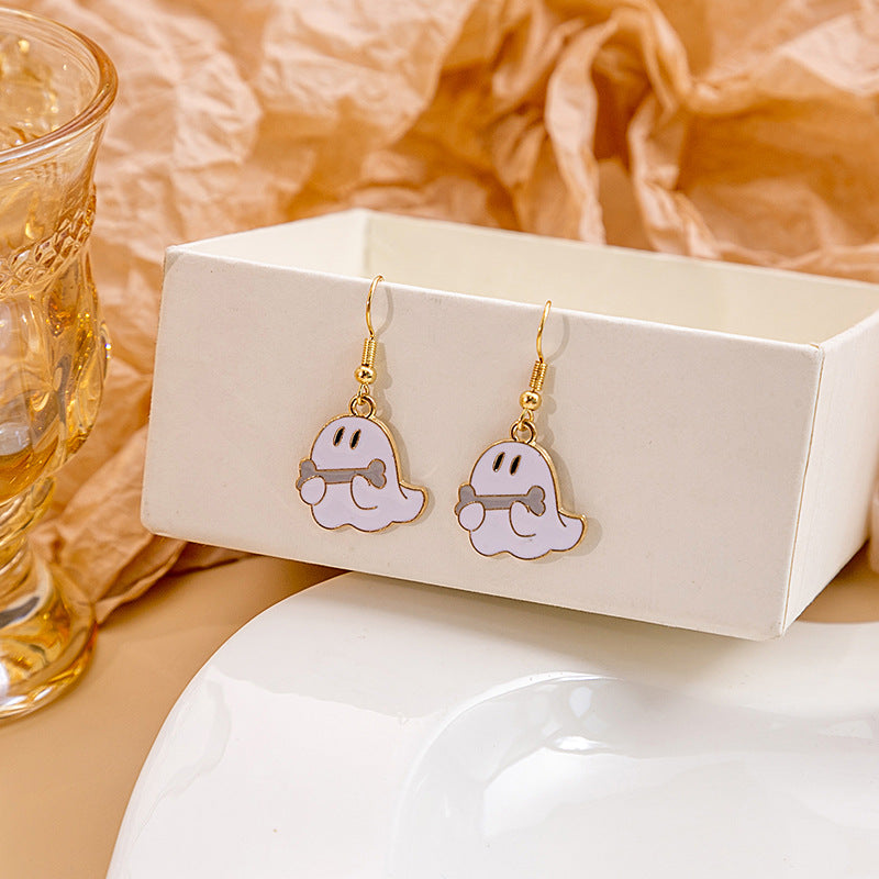 Halloween Bat Pumpkin Funny Horror Skull Eye Beads Earrings