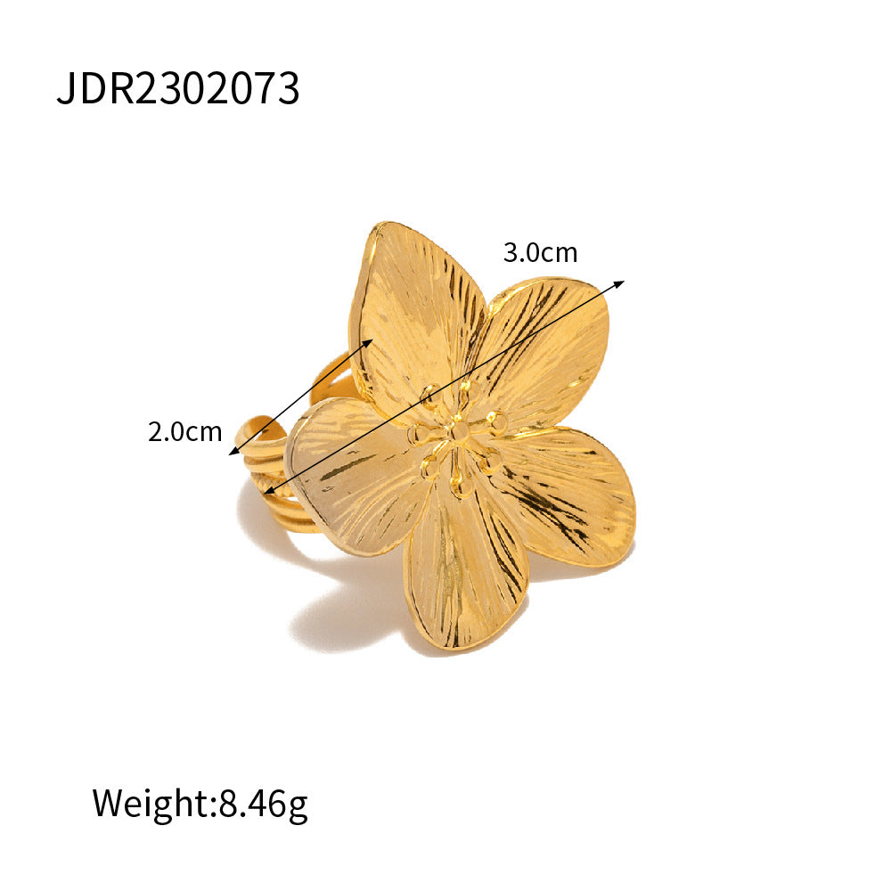 Style Dull Flower Exaggerated Inlaid African Rings