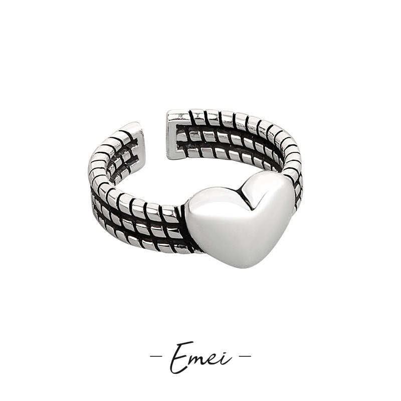 Damenmode-Herz-Vintage-Twist-glänzende personalisierte Ringe