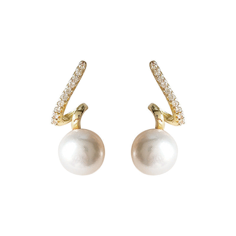 Micro Inlaid Zircon Sier Needle Plated Geometric Earrings