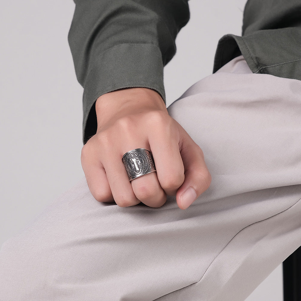 Ornament Benedict Exorcist Stainless Steel Domineering Rings