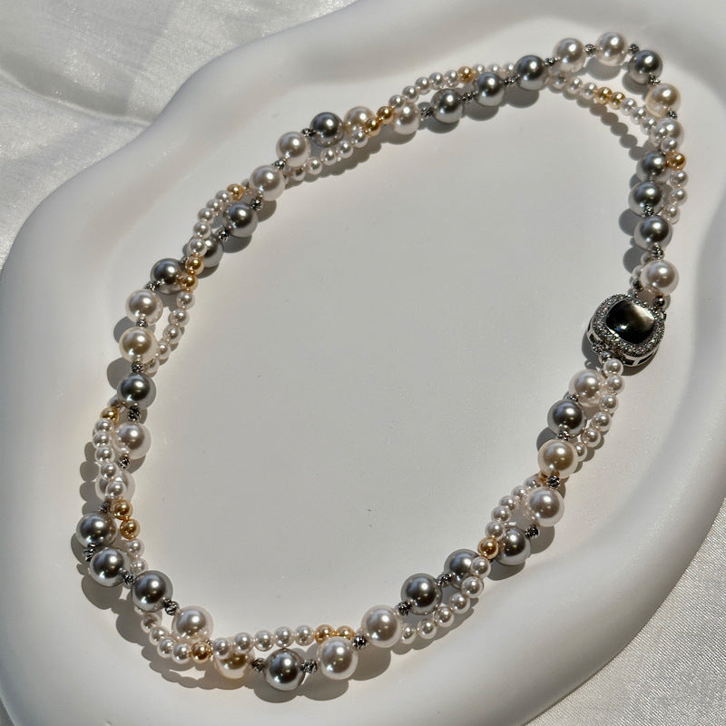 Style des femmes pour les colliers de couleurs mélangées avancés de luxe léger avec perles