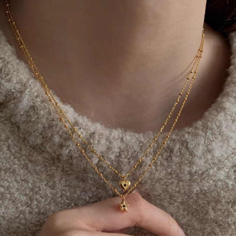Colliers avec pendentif en forme de cœur pour femme, niche rétro, personnalité