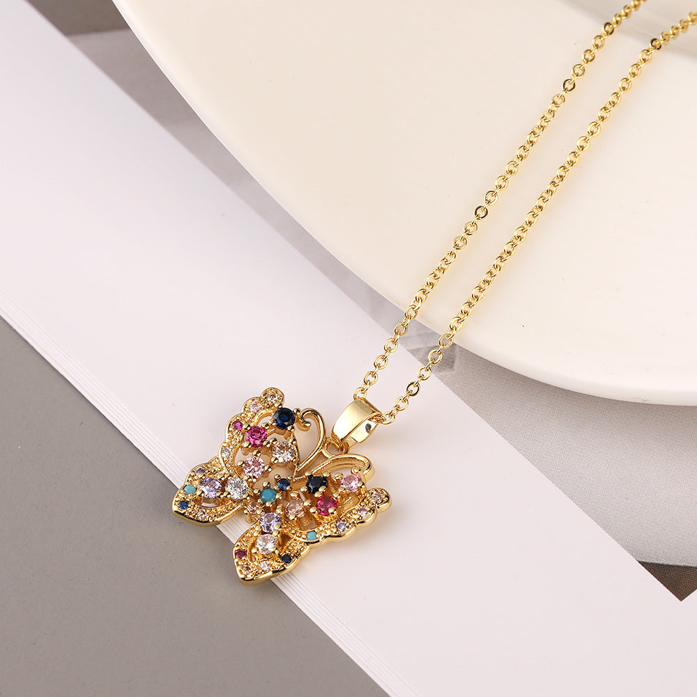 Simple Fashion Sweet Niche Butterfly Geometric Color Necklaces